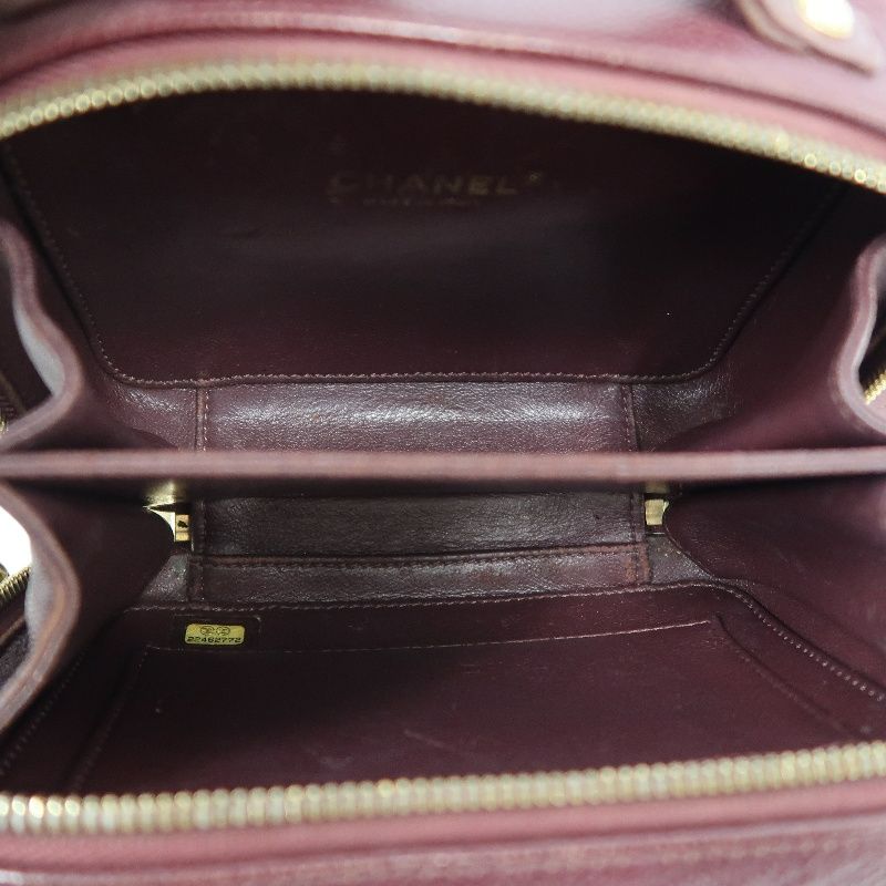CHANEL CC Filigree Matelassé Hand & Shoulder Bag, Caviar Skin, Bordeaux, Gold Hardware