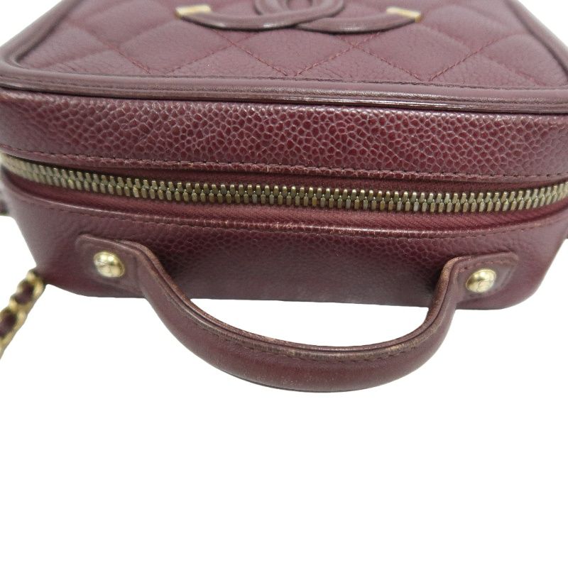 CHANEL CC Filigree Matelassé Hand & Shoulder Bag, Caviar Skin, Bordeaux, Gold Hardware