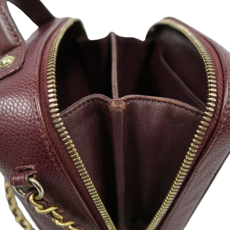 CHANEL CC Filigree Matelassé Hand & Shoulder Bag, Caviar Skin, Bordeaux, Gold Hardware