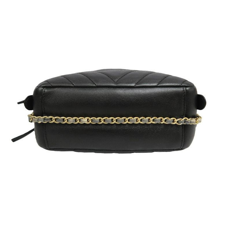 CHANEL V-Stitch Black Lambskin Convertible Shoulder Crossbody Bag with Silver Hardware