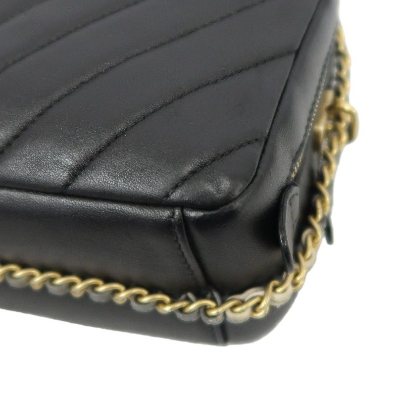 CHANEL V-Stitch Black Lambskin Convertible Shoulder Crossbody Bag with Silver Hardware