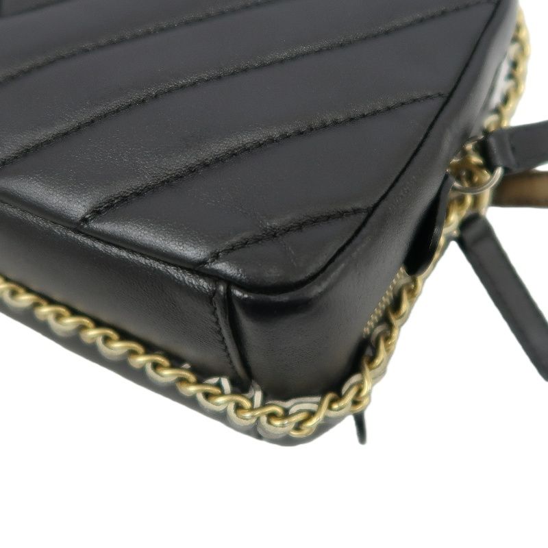 CHANEL V-Stitch Black Lambskin Convertible Shoulder Crossbody Bag with Silver Hardware