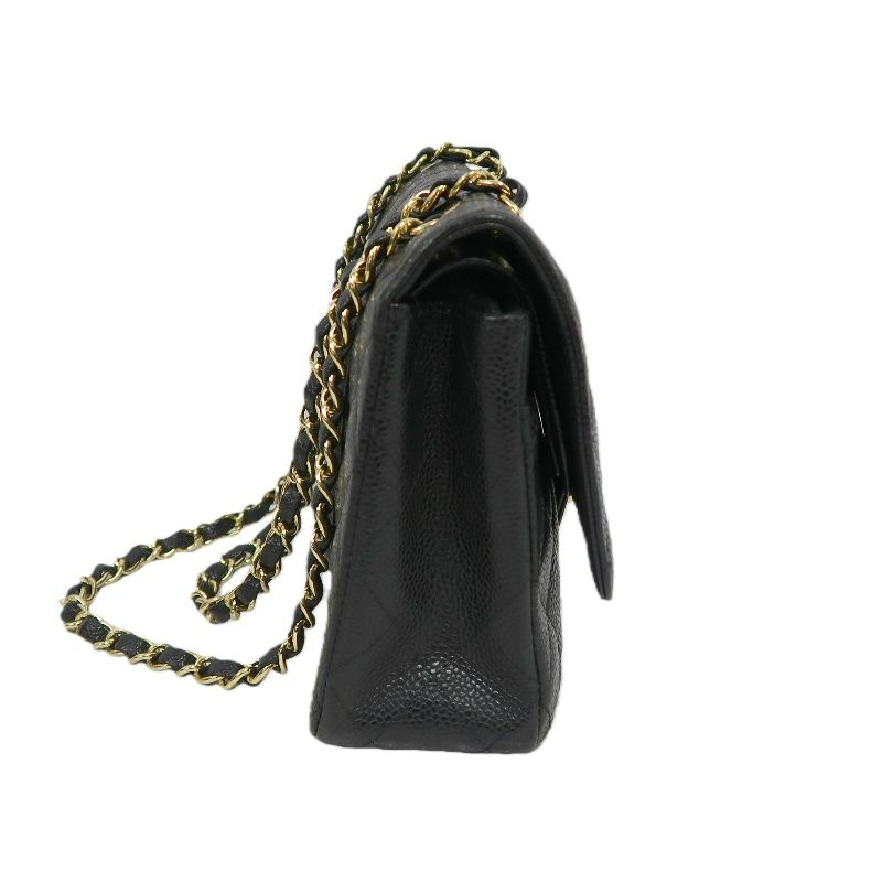 CHANEL Classic Flap Matelassé Shoulder Bag, Caviar Skin, Black, Gold Hardware