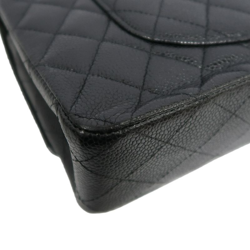 CHANEL Classic Flap Matelassé Shoulder Bag, Caviar Skin, Black, Gold Hardware