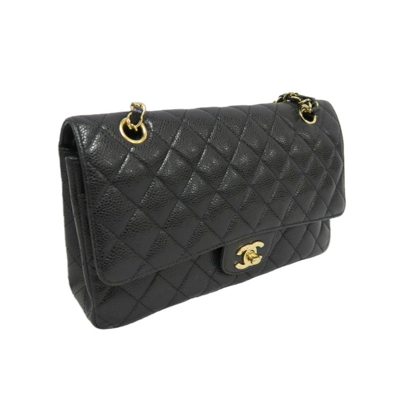 CHANEL Classic Flap Matelassé Shoulder Bag, Caviar Skin, Black, Gold Hardware