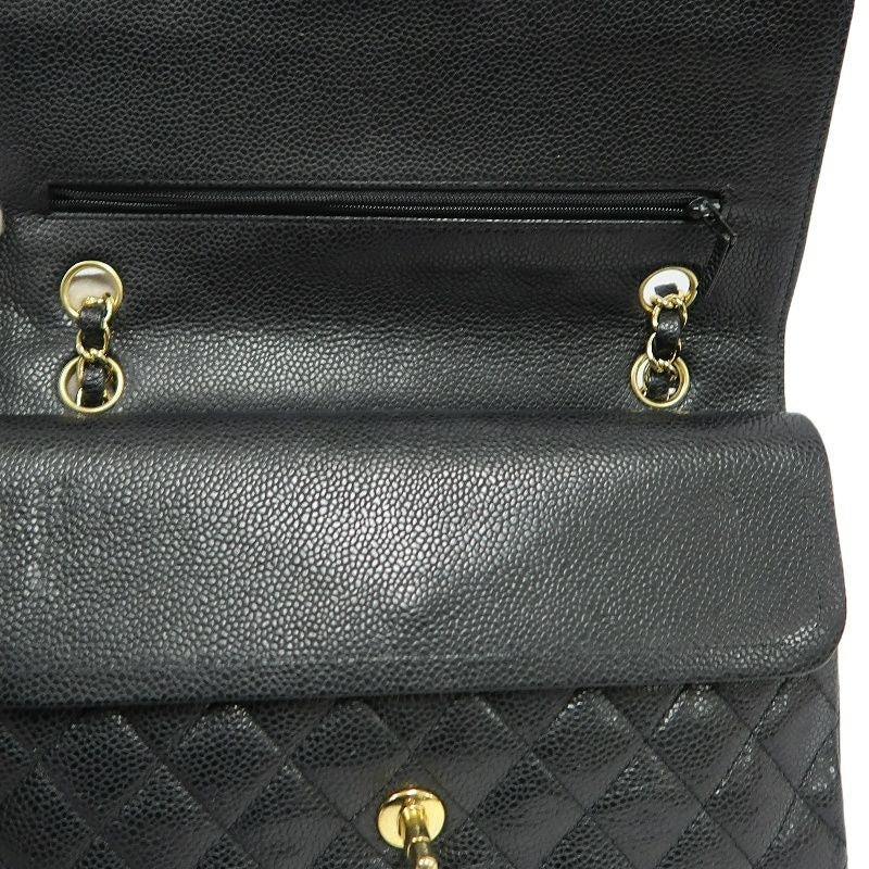 CHANEL Classic Flap Matelassé Shoulder Bag, Caviar Skin, Black, Gold Hardware