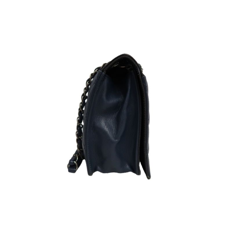 CHANEL Matelassé Flap Shoulder Bag, Lambskin, Navy, Silver Hardware