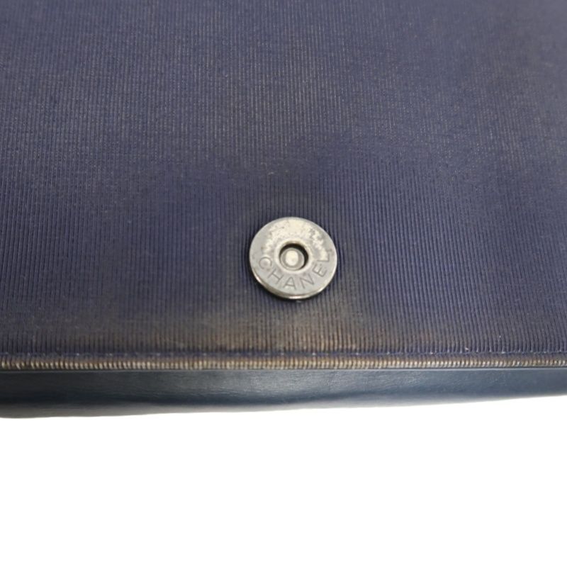 CHANEL Matelassé Flap Shoulder Bag, Lambskin, Navy, Silver Hardware