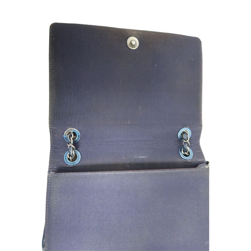 CHANEL Matelassé Flap Shoulder Bag, Lambskin, Navy, Silver Hardware