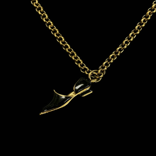 Ferragamo necklace, gold-tone alloy hardware, high-heel motif
