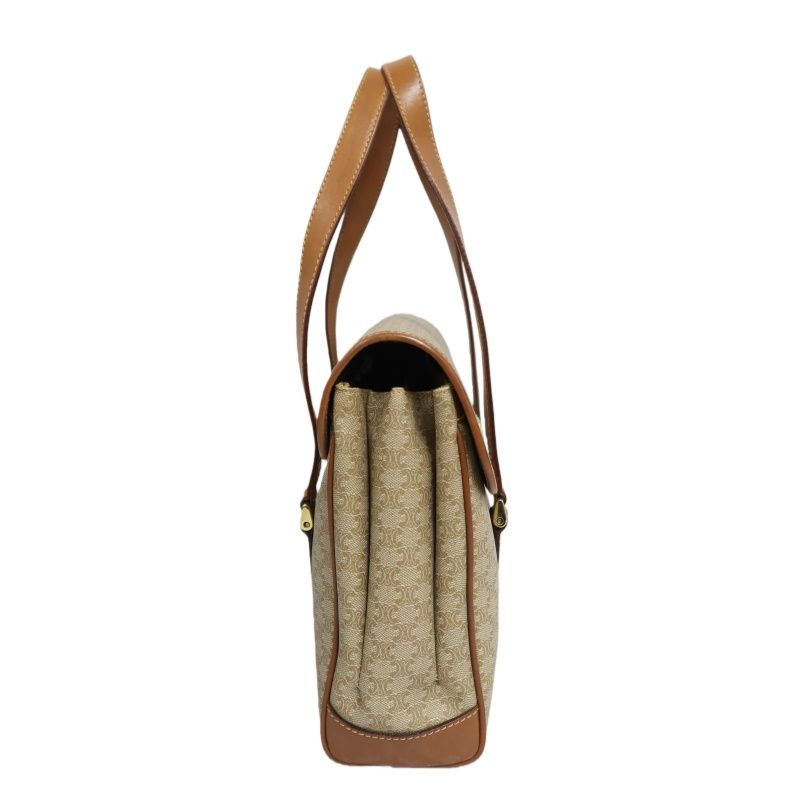 CELINE Brown Macadam Coated Canvas Shoulder Handbag