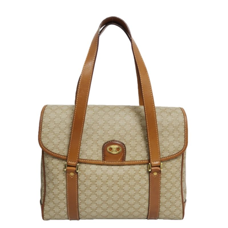 CELINE Brown Macadam Coated Canvas Shoulder Handbag