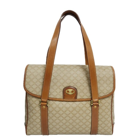 CELINE Brown Macadam Coated Canvas Shoulder Handbag