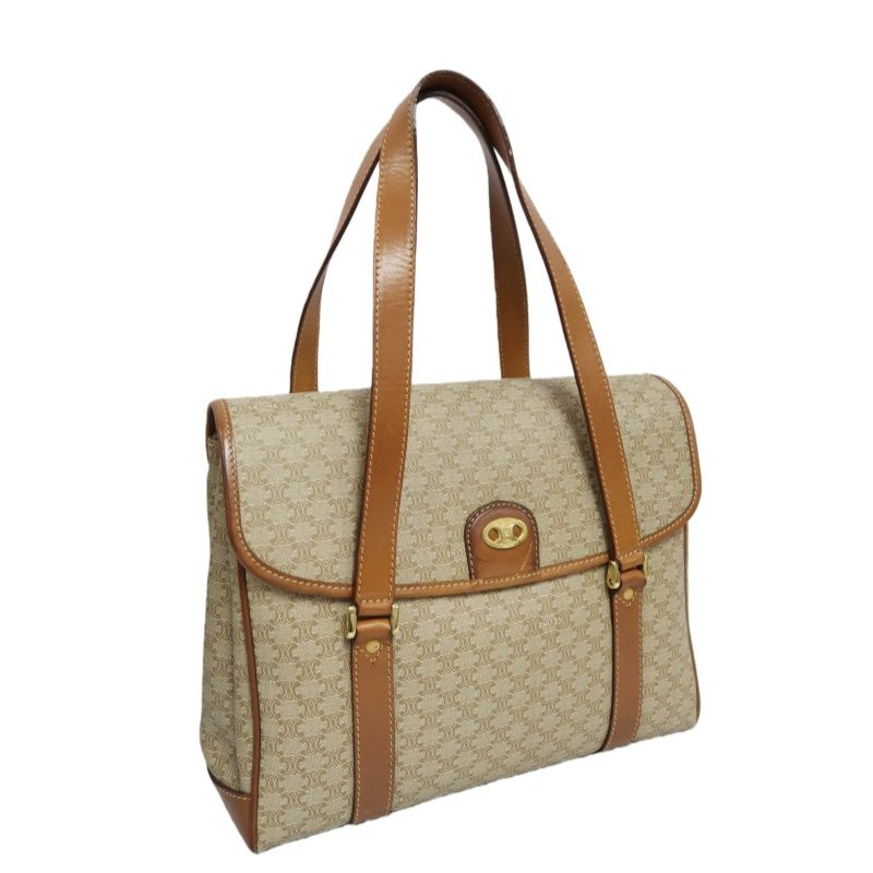 CELINE Brown Macadam Coated Canvas Shoulder Handbag