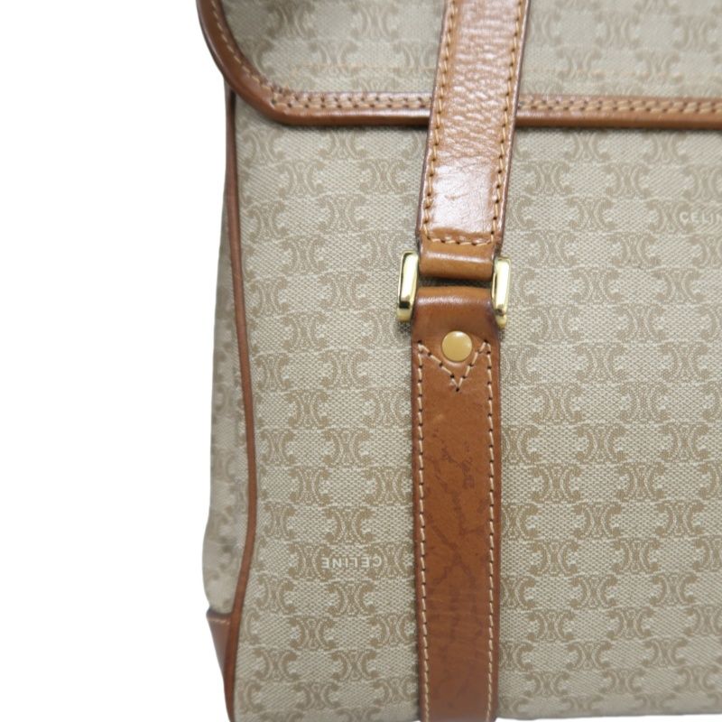 CELINE Brown Macadam Coated Canvas Shoulder Handbag