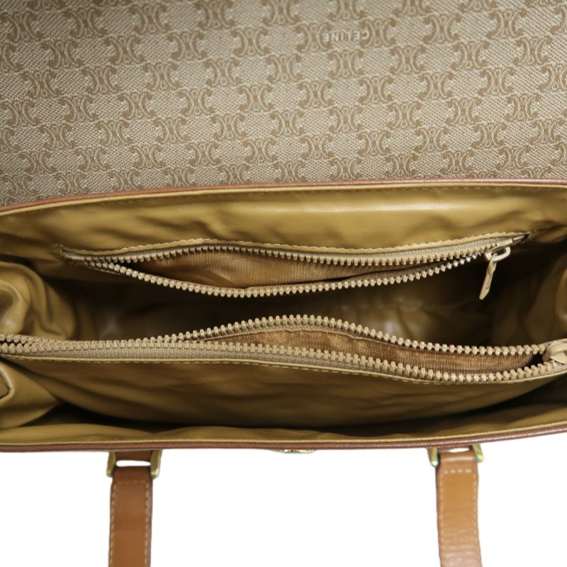 CELINE Brown Macadam Coated Canvas Shoulder Handbag