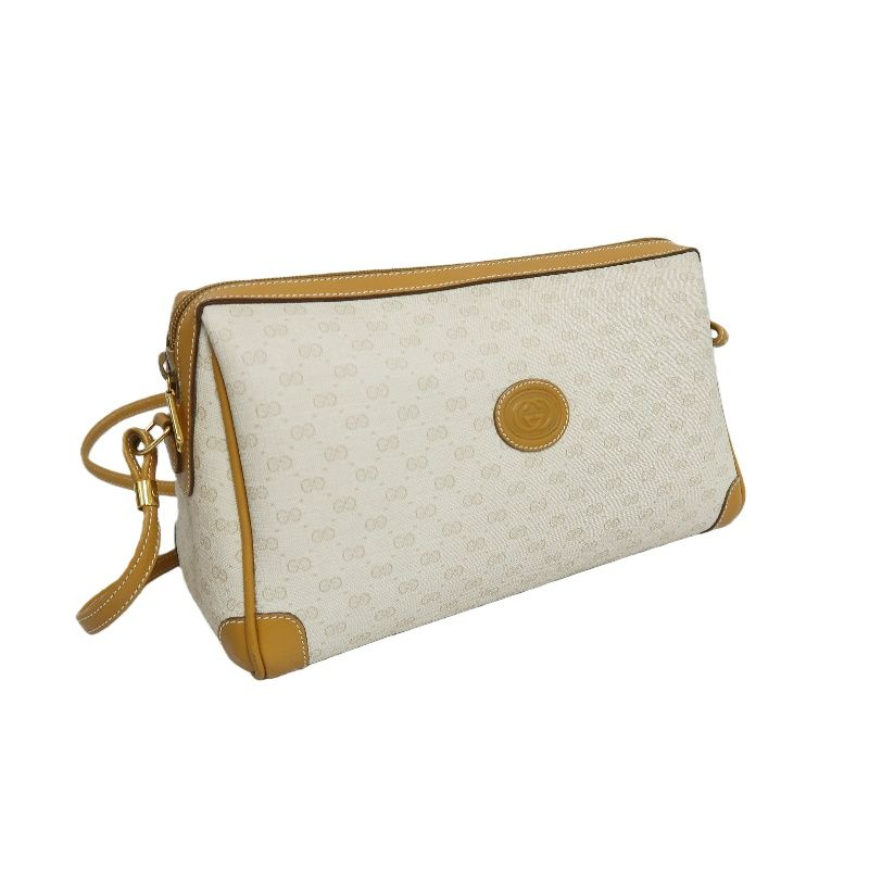 GUCCI White Beige Crossbody Bag (Coated Canvas)