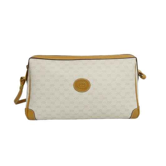 GUCCI White Beige Crossbody Bag (Coated Canvas)