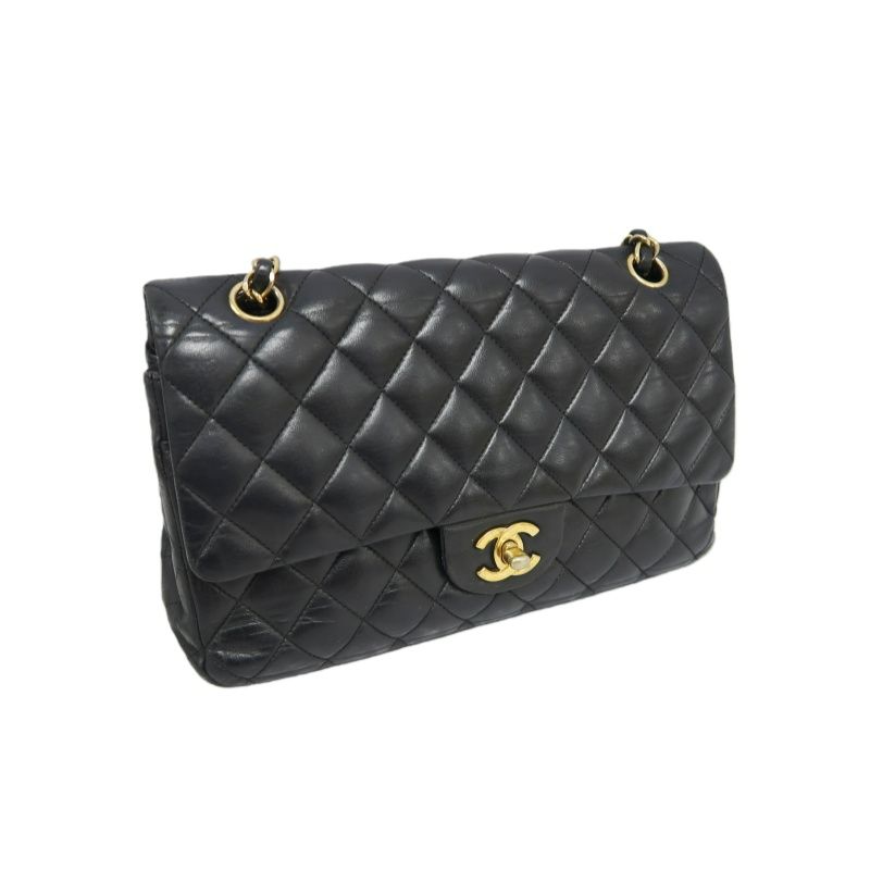 CHANEL Classic Flap Matelassé Shoulder Bag, Lambskin, Black, Gold Hardware