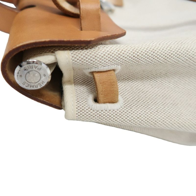 HERMES Herbag Ado PM, Canvas, Backpack & Handbag, Beige/Brown, with Padlock, 2 Keys, Clochette, Extra Inner Bag and Stopper