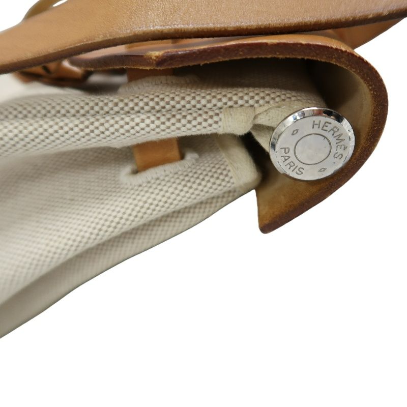 HERMES Herbag Ado PM, Canvas, Backpack & Handbag, Beige/Brown, with Padlock, 2 Keys, Clochette, Extra Inner Bag and Stopper