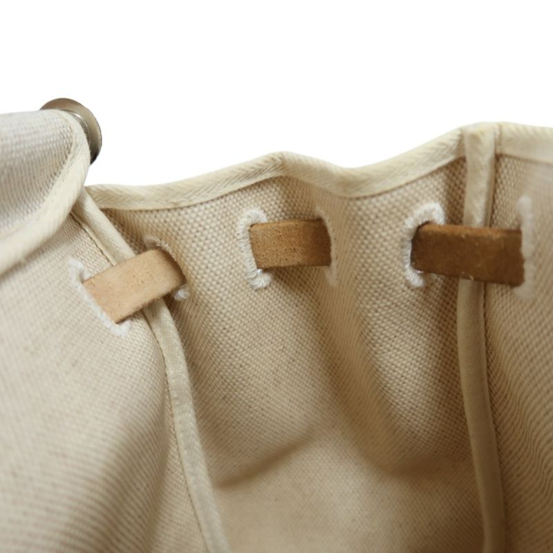 HERMES Herbag Ado PM, Canvas, Backpack & Handbag, Beige/Brown, with Padlock, 2 Keys, Clochette, Extra Inner Bag and Stopper