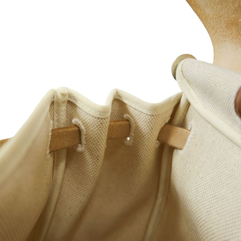 HERMES Herbag Ado PM, Canvas, Backpack & Handbag, Beige/Brown, with Padlock, 2 Keys, Clochette, Extra Inner Bag and Stopper