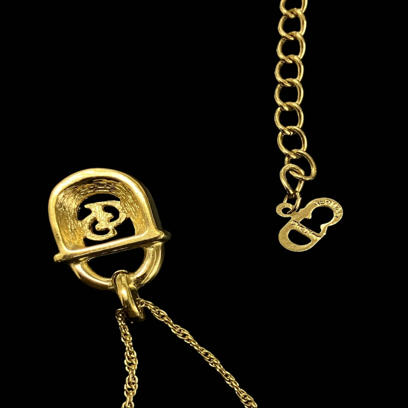 DIOR necklace, gold-tone alloy hardware, rhinestones, CD cut-out motif