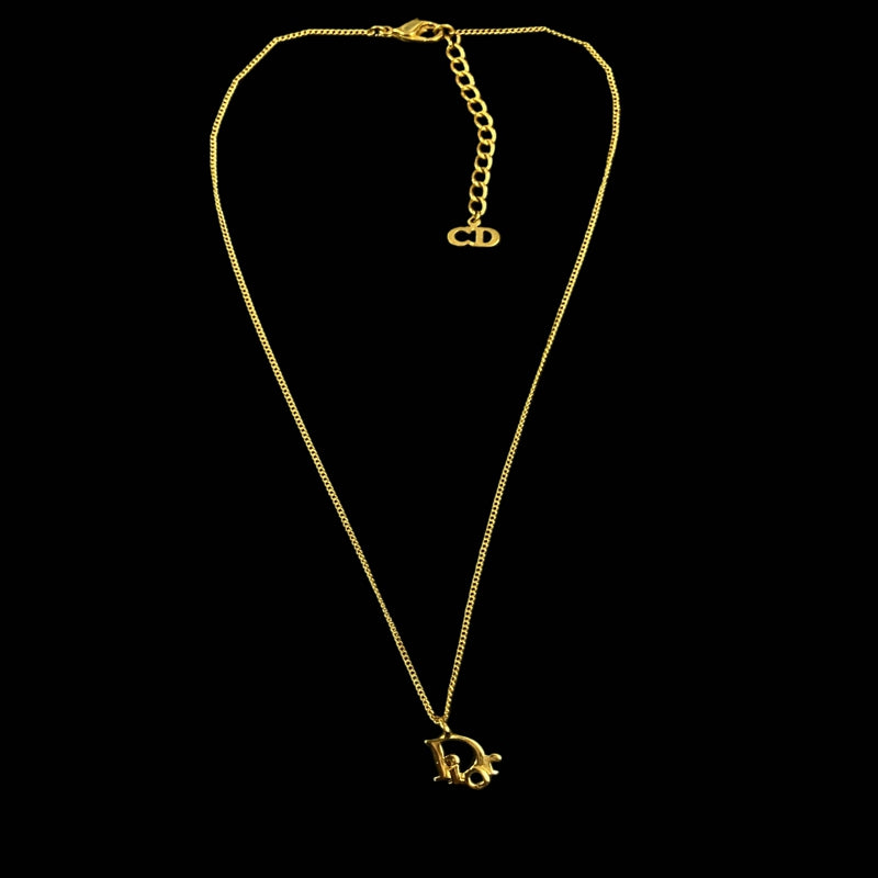 DIOR necklace, gold-tone alloy hardware, logo design