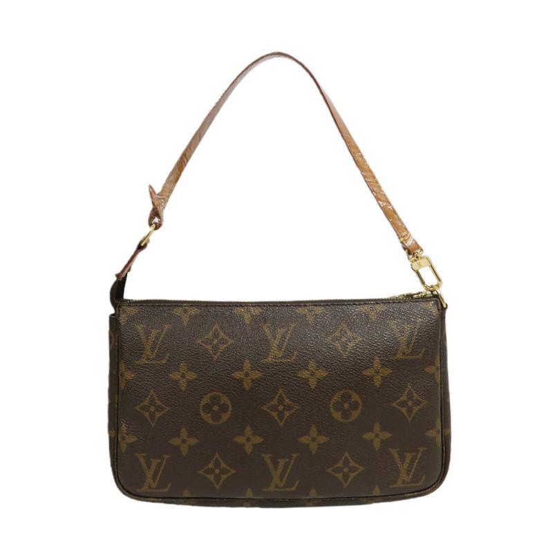 LOUIS VUITTON Monogram Accessoires Mahjong Style Shoulder Pouch Brown Coated Canvas
