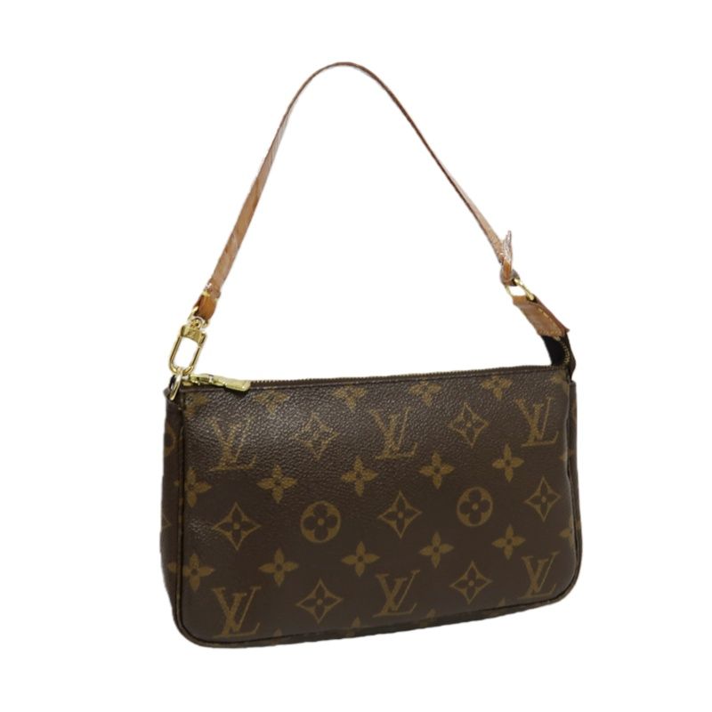 LOUIS VUITTON Monogram Accessoires Mahjong Style Shoulder Pouch Brown Coated Canvas