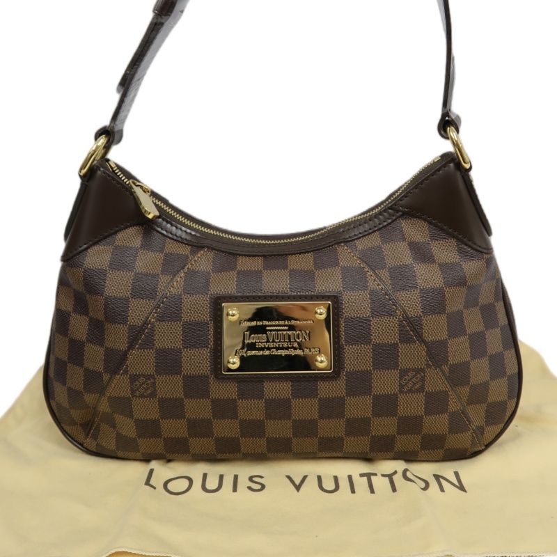 LOUIS VUITTON Damier Ebene Thames Shoulder Bag (With Dust Bag, Coated Canvas)