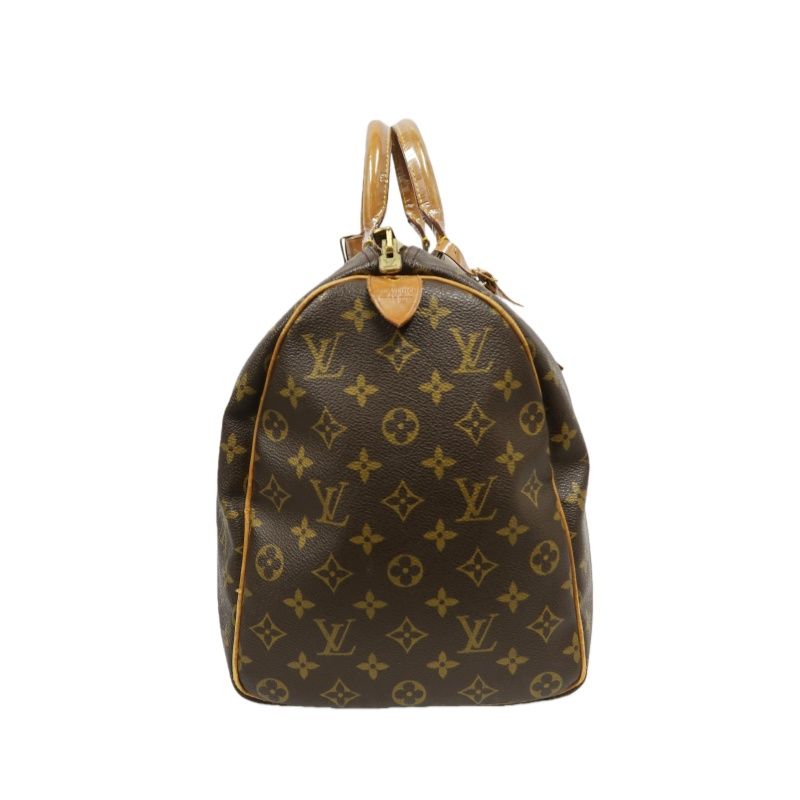 LOUIS VUITTON Keepall 45, Monogram Coated Canvas, Boston Travel & Handbag, Brown, with Name Tag and Pochette