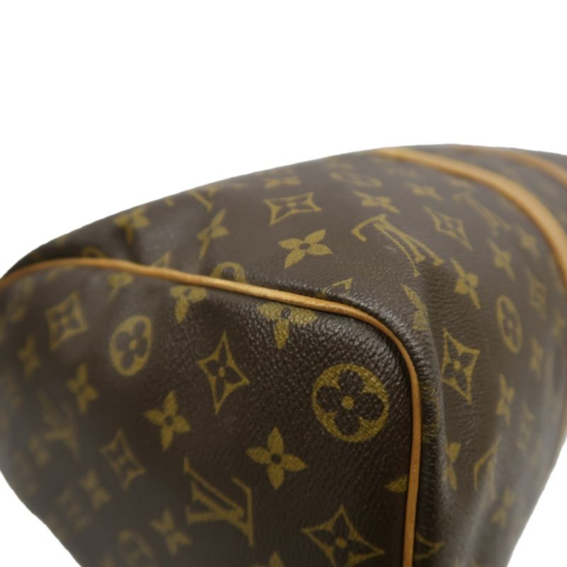 LOUIS VUITTON Keepall 45, Monogram Coated Canvas, Boston Travel & Handbag, Brown, with Name Tag and Pochette