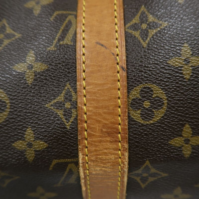 LOUIS VUITTON Keepall 45, Monogram Coated Canvas, Boston Travel & Handbag, Brown, with Name Tag and Pochette
