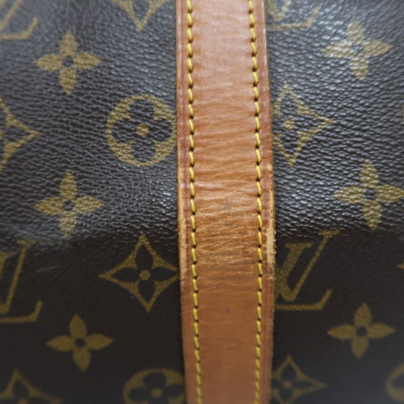 LOUIS VUITTON Keepall 45, Monogram Coated Canvas, Boston Travel & Handbag, Brown, with Name Tag and Pochette