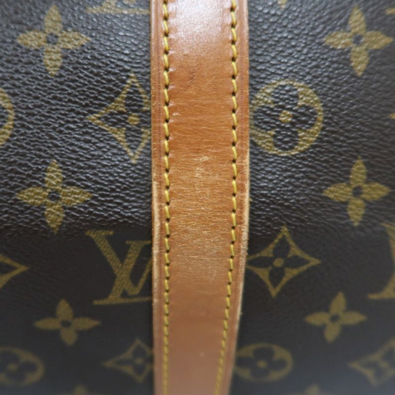 LOUIS VUITTON Keepall 45, Monogram Coated Canvas, Boston Travel & Handbag, Brown, with Name Tag and Pochette