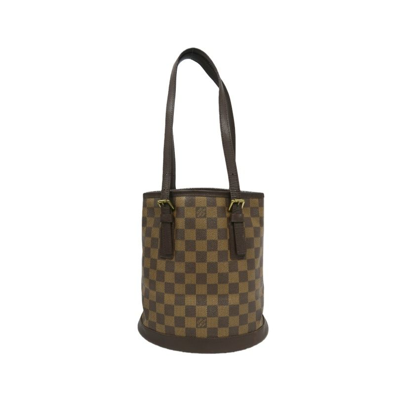 LOUIS VUITTON Damier Bucket Brown Handbag (With Pouch, Coated Canvas)