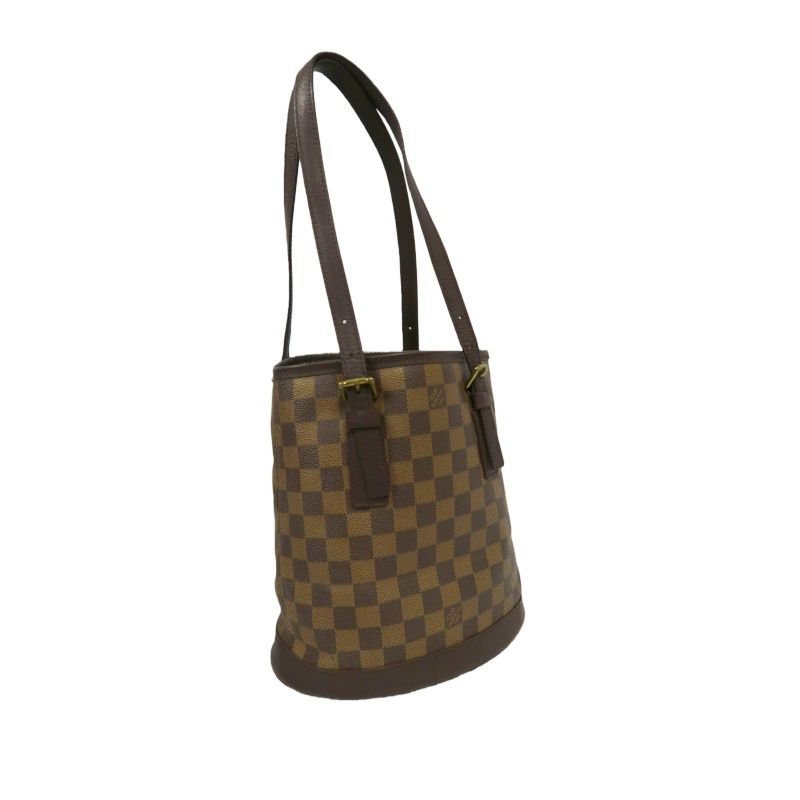 LOUIS VUITTON Damier Bucket Brown Handbag (With Pouch, Coated Canvas)