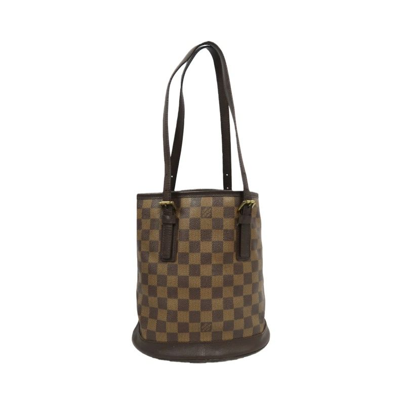 LOUIS VUITTON Damier Bucket Brown Handbag (With Pouch, Coated Canvas)