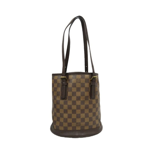 LOUIS VUITTON Damier Bucket Brown Handbag (With Pouch, Coated Canvas)