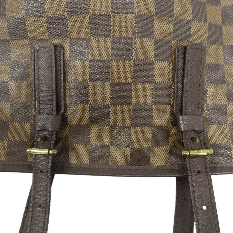 LOUIS VUITTON Damier Bucket Brown Handbag (With Pouch, Coated Canvas)