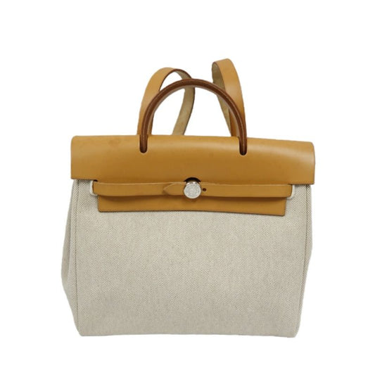 HERMES Beige & Brown Herbag Handbag (With 2 Dust Bags, 2 Padlocks & Keys, Clochette, Extra Bag & Shoulder Strap, Full Box, Canvas)