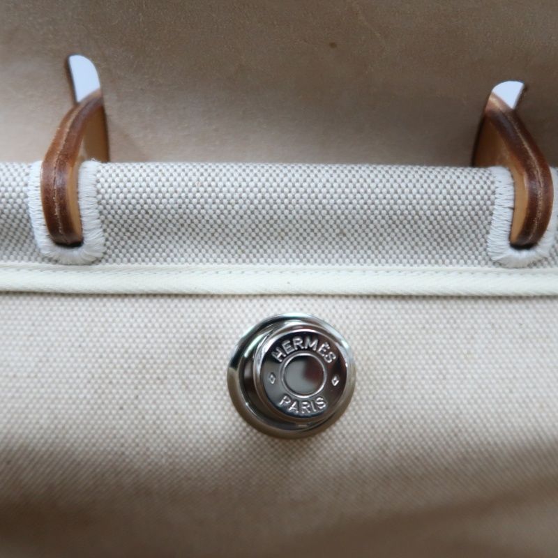 HERMES Beige & Brown Herbag Handbag (With 2 Dust Bags, 2 Padlocks & Keys, Clochette, Extra Bag & Shoulder Strap, Full Box, Canvas)