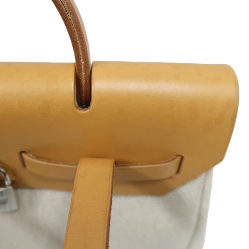 HERMES Beige & Brown Herbag Handbag (With 2 Dust Bags, 2 Padlocks & Keys, Clochette, Extra Bag & Shoulder Strap, Full Box, Canvas)