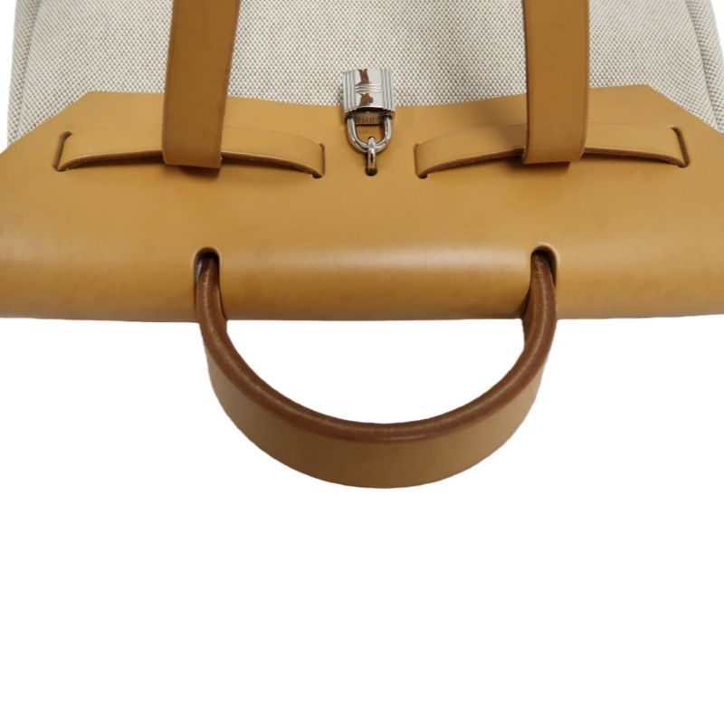HERMES Beige & Brown Herbag Handbag (With 2 Dust Bags, 2 Padlocks & Keys, Clochette, Extra Bag & Shoulder Strap, Full Box, Canvas)