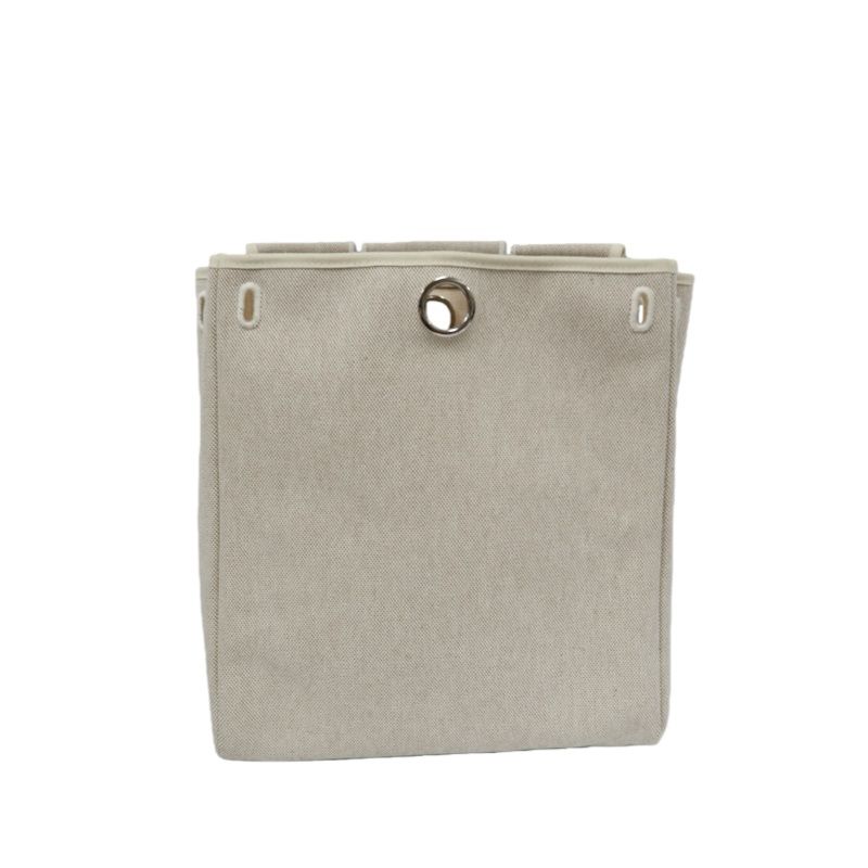 HERMES Beige & Brown Herbag Handbag (With 2 Dust Bags, 2 Padlocks & Keys, Clochette, Extra Bag & Shoulder Strap, Full Box, Canvas)