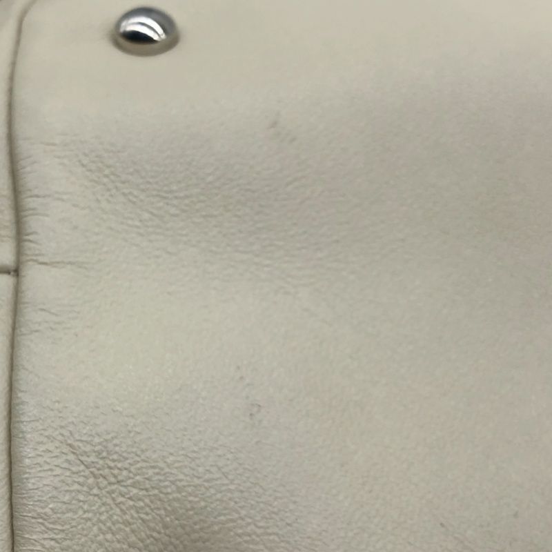 Chanel Drawstring Shoulder Bag Lambskin Chain Silver Hardware White Beige  Bucket Bag