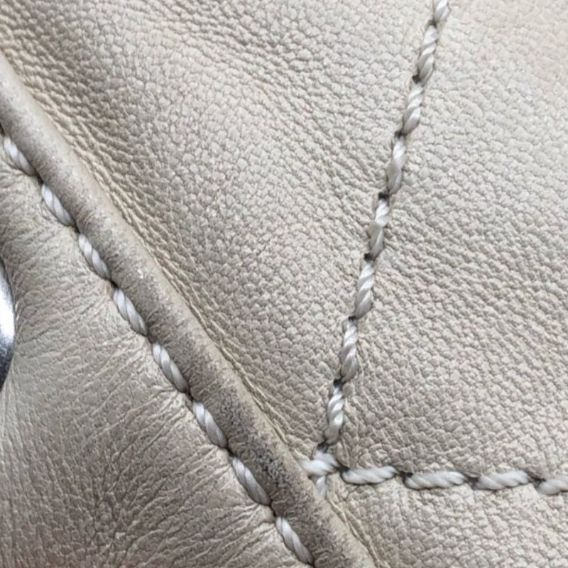 Chanel Drawstring Shoulder Bag Lambskin Chain Silver Hardware White Beige  Bucket Bag