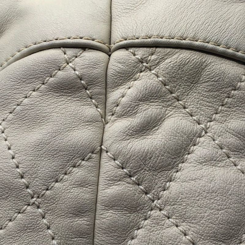 Chanel Drawstring Shoulder Bag Lambskin Chain Silver Hardware White Beige  Bucket Bag